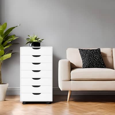 7-Drawer Office Storage Rolling File Cabinet , Mobile Desk Filing Drawer Unit with Swivel Casters, Craft Storage for Home,Office