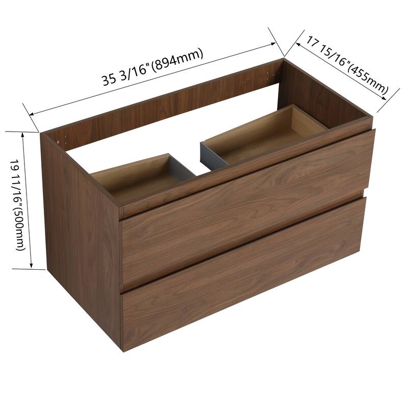 24" Floating Bathroom Vanity Cabinet with 2 Soft-Close Drawers, Wood Grain Design, Eco-Friendly Plywood