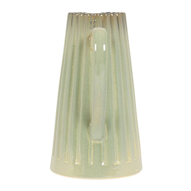 Stoneware Ribbed Pitcher with Reactive Glaze - 8.0"L x 5.0"W x 9.75"H