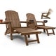 preview thumbnail 1 of 52, WINSOON Set of 2 HIPS Folding Adirondack Chair with Adjustable Backrest and Retractable Ottoman Teak