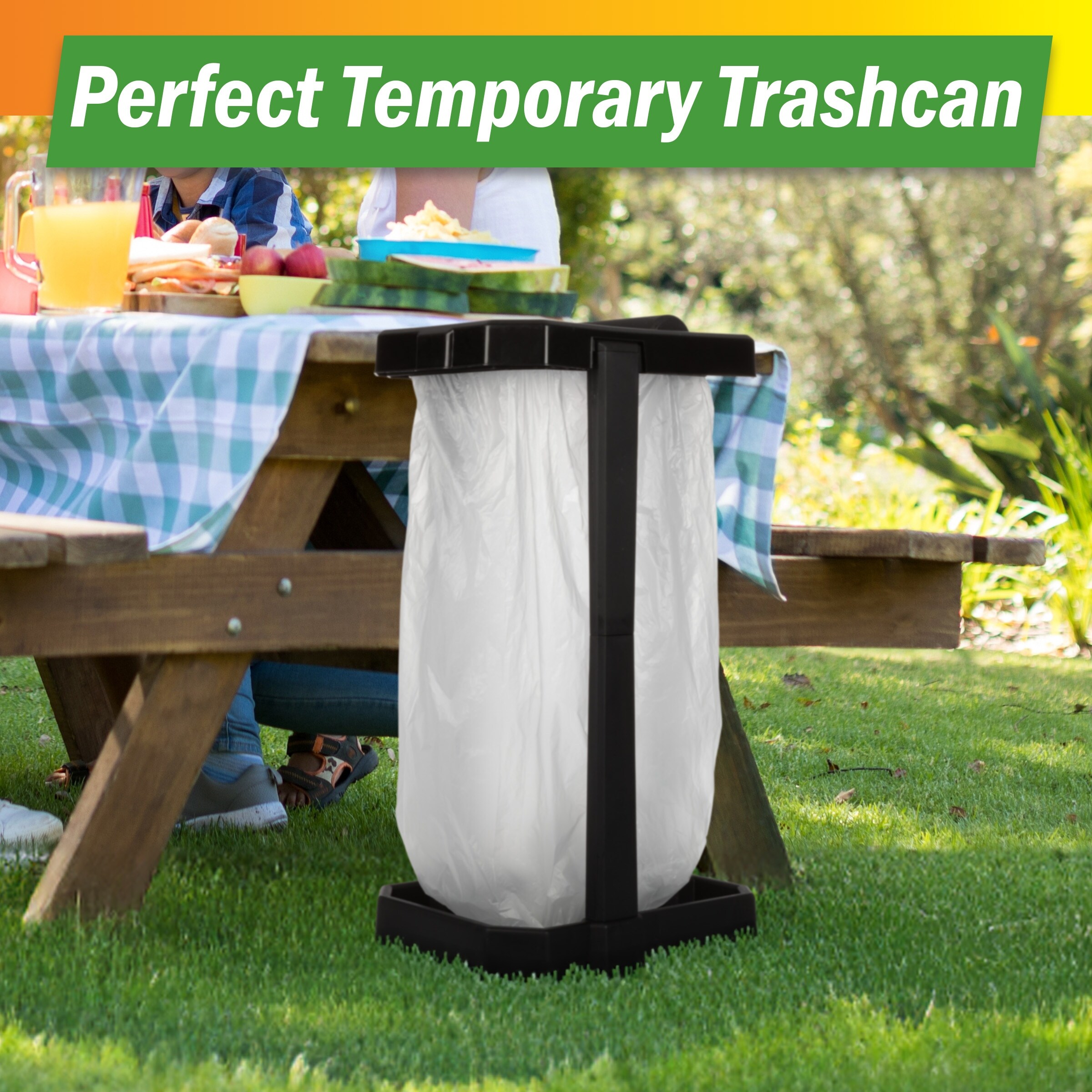 Wakeman Portable Trash Bag Holder Stand with Bags - Black - Bed