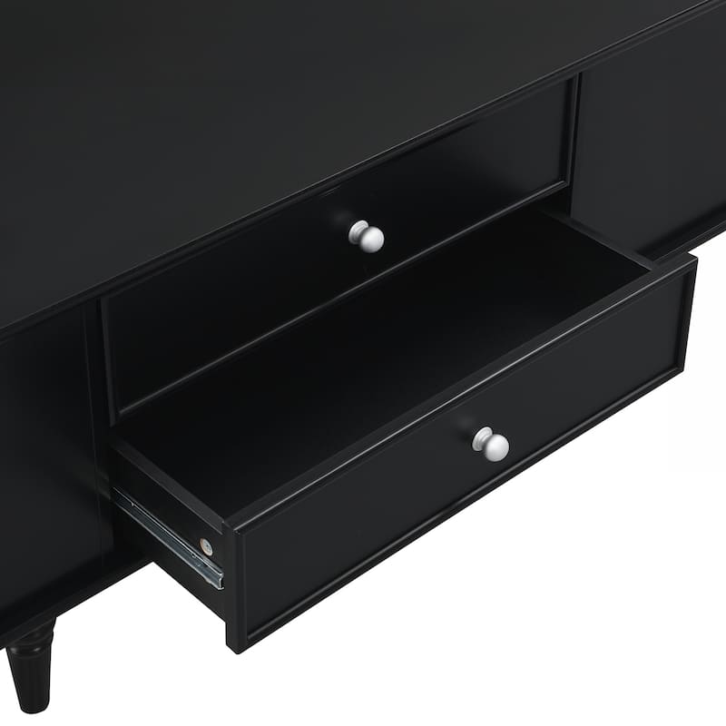 Modern Rectangle Coffee Table with Four Drawers, Two Side Hidden Storage Compartments, 47.2" Wood Coffee Table
