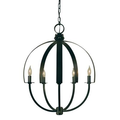 Framburg 4725 AB Five Light Chandelier Luna Antique Brass - Exact Size