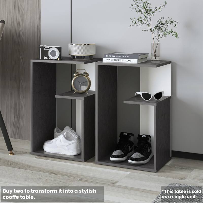 25 Inch High 3-Tier Open Shelf Side Table