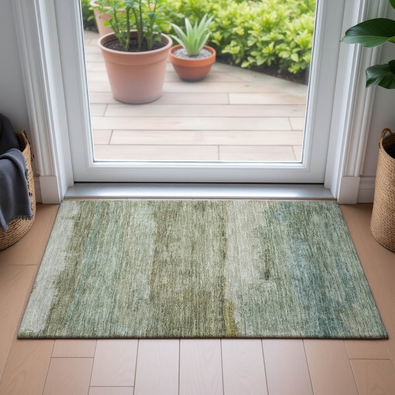 Machine Washable Indoor/Outdoor Watercolor Ombre Chantille Rug