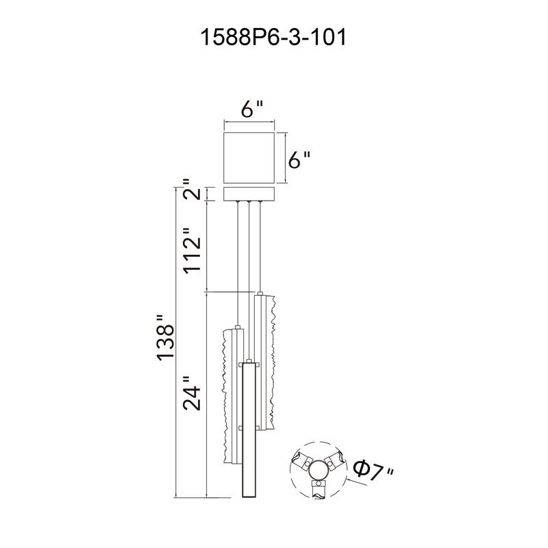 Stagger Integrated LED 6in Black Mini Pendant with Handcrafted Glass