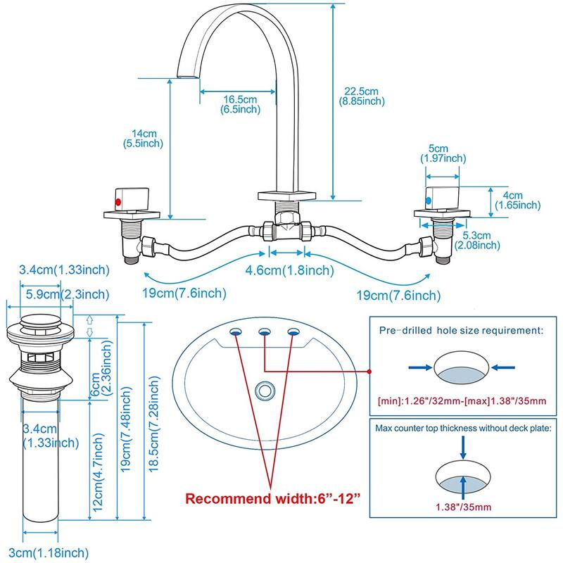 Polished Gold Two handles 3 holes Waterfall bathroom Sink Faucet with brass pop up overflow Drain - Polished Gold