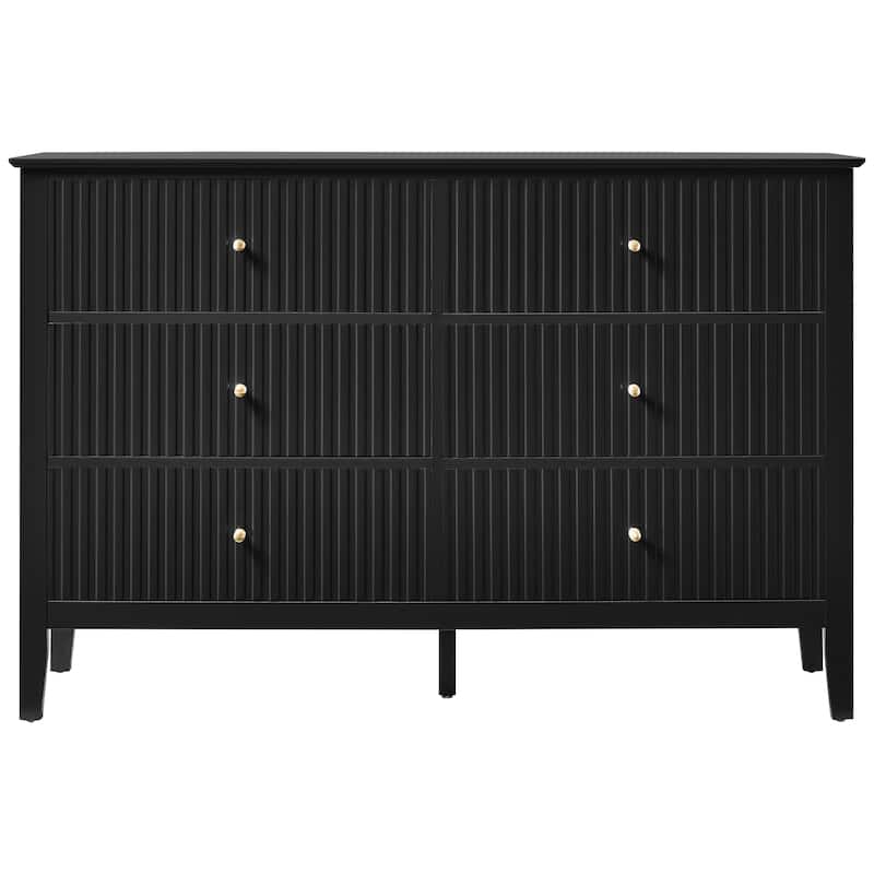 6 Drawer Dresser Fluted Modern with 5 Colors Available | High Weight Capacity Wood Dresser for Bedroom