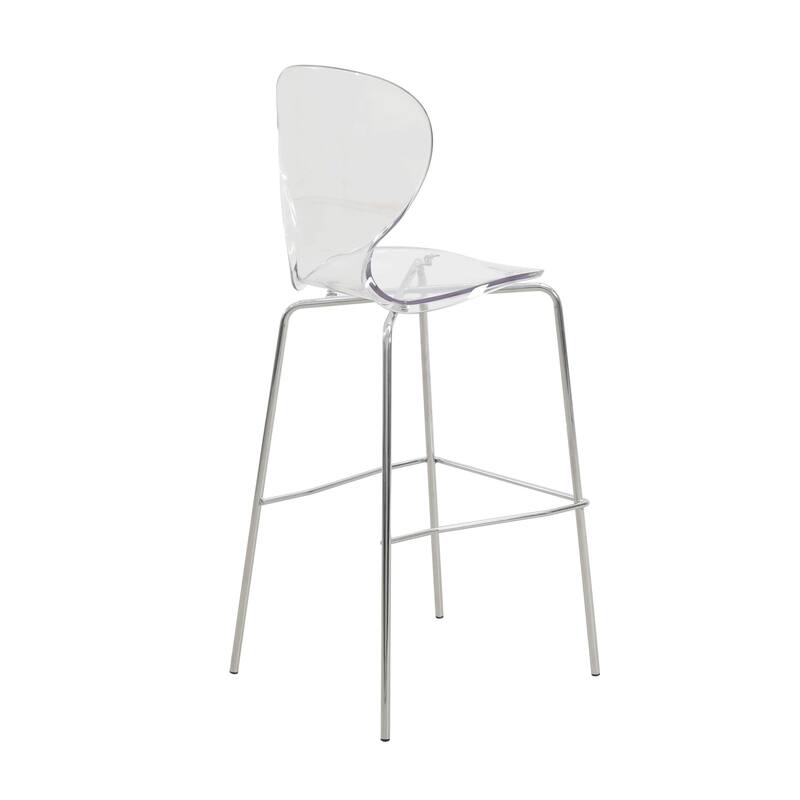 30 in. Seat Height Acrylic Plastic Barstool in Chrome Steel Frame Armless with Footrest