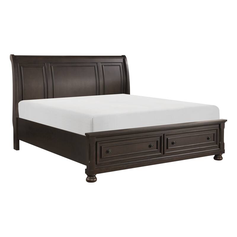 Grayish Brown Platform Bed with Footboard Storage 1pc