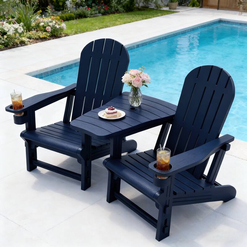 Outdoor All Weather Adirondack Chairs with Movable Footrests, Set of 5/3.