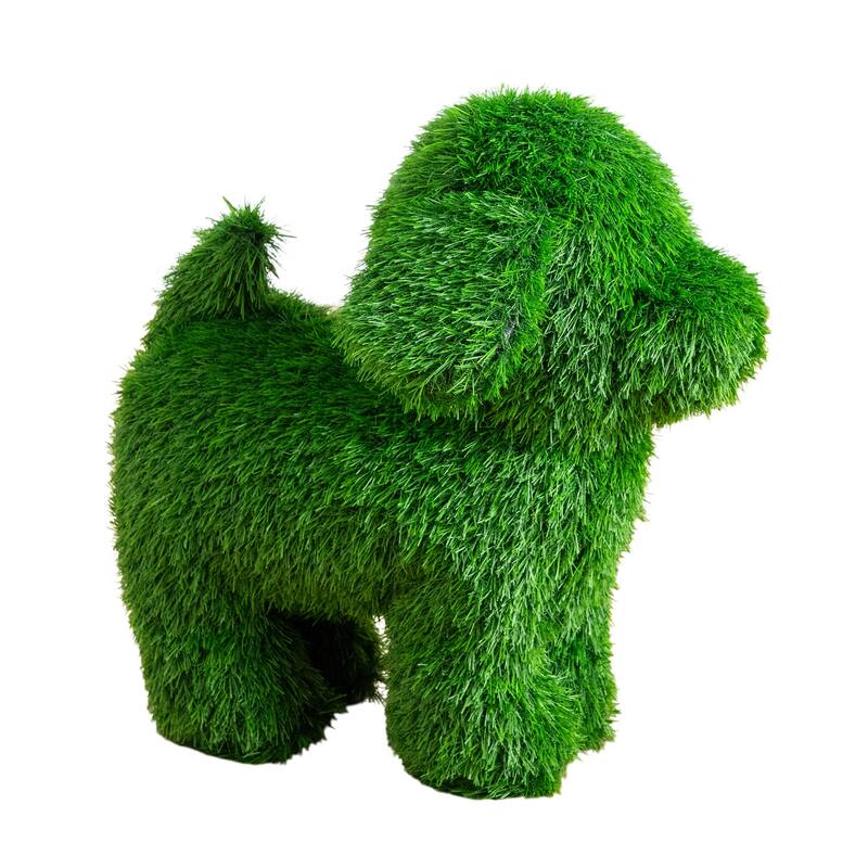 20-in UV Resistant Artificial Grass Garden Plush Topiary Puppy Dog - Green