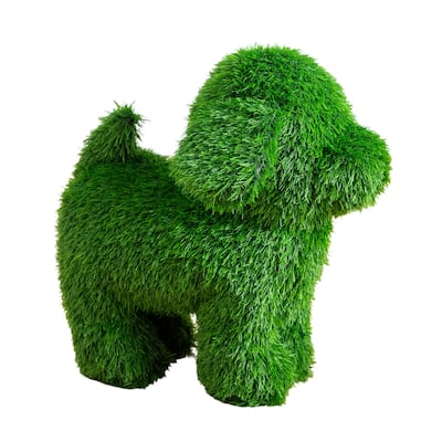 20-in UV Resistant Artificial Grass Garden Plush Topiary Puppy Dog - Green