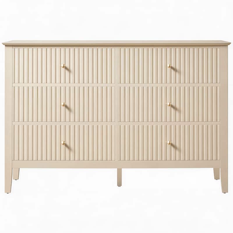 6 Drawer Dresser Fluted Modern with 5 Colors Available | High Weight Capacity Wood Dresser for Bedroom