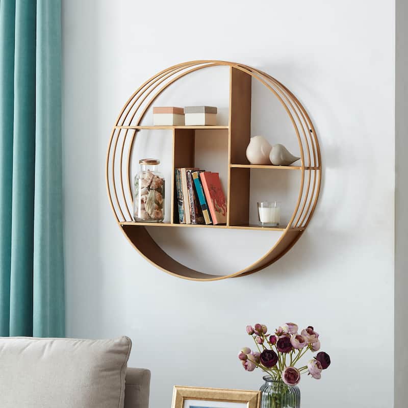 FirsTime & Co. Brody Industrial Circular 27.5-in. Metal Shelf - Gold
