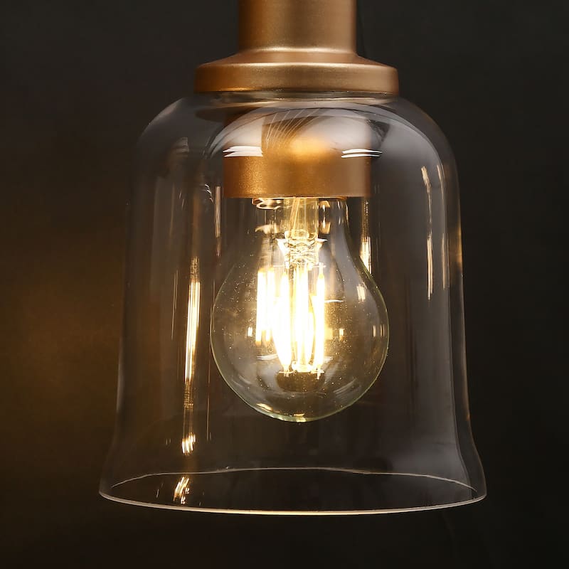Modern 3-Light Bathroom Vanity Light Gold Bell Wall Sconce with Clear Glass - L 22.8" x H 10.8"