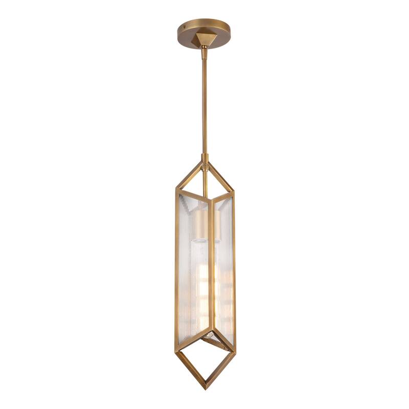 Alora Lighting PD332119 Cairo 6" Wide Mini Pendant - Vintage Brass / Clear Ribbed Glass