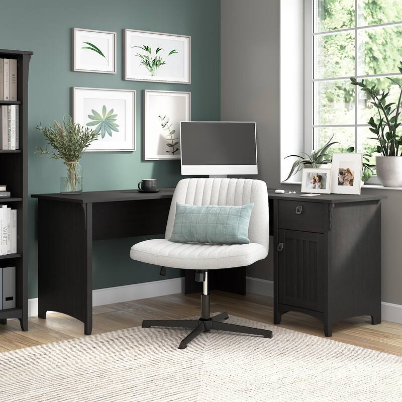 Bush Furniture Salinas 60W L Shaped Desk with Drawers and Storage