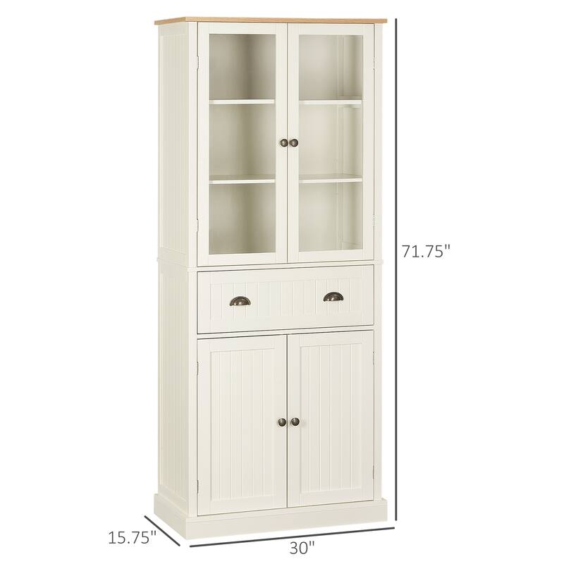 HOMCOM Freestanding Kitchen Pantry, 5-tier Storage Cabinet with Adjustable Shelves and Drawer, Black