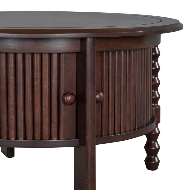 Vintage 30.3" Round Coffee Table with Hidden Storage, Mid Century Modern Style for Living Room Organization