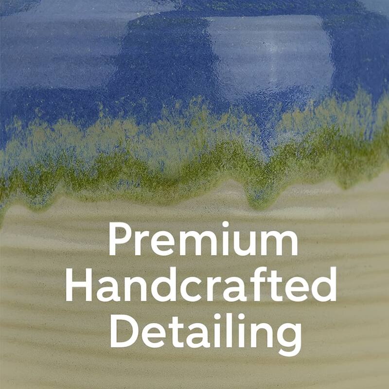 Aria Home Artisan Ombre Pottery Vase Set Natural Blue Green Décor