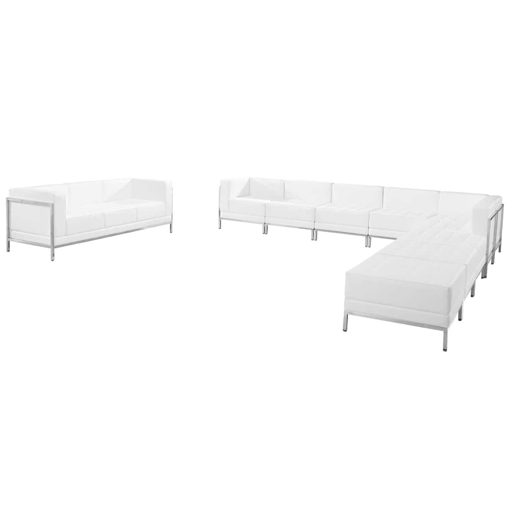 10 Piece LeatherSoft Modular Sectional & Sofa Set - Stainless Steel Legs