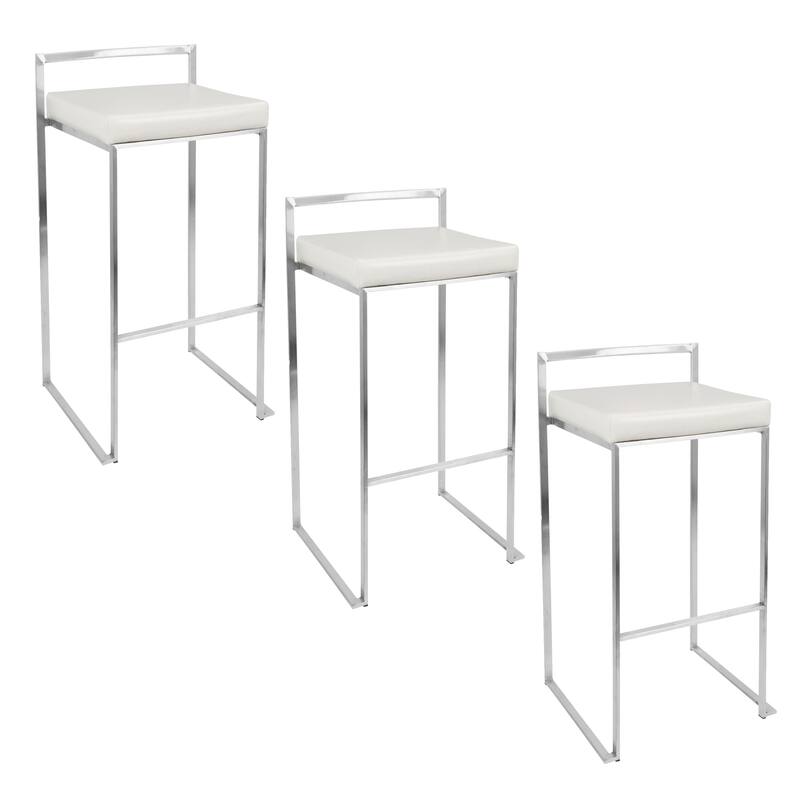 Silver Orchid Forrest Stainless Steel Stackable Fully Welded Bar Stool (Set of 3)