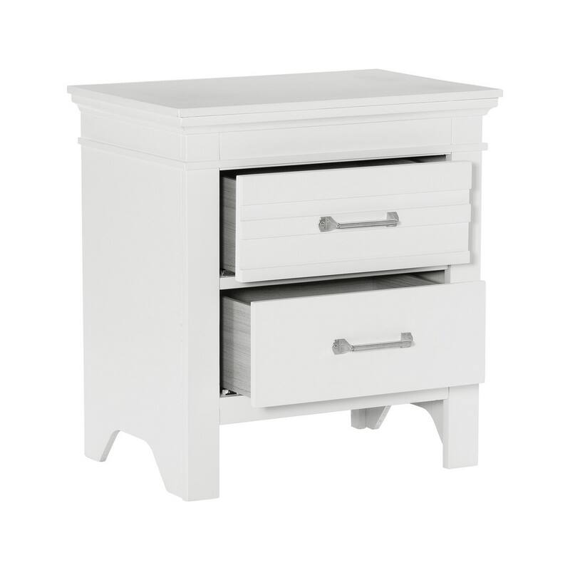 White 2 Drawer 16 in. W Nightstand with Bar Metal Handles