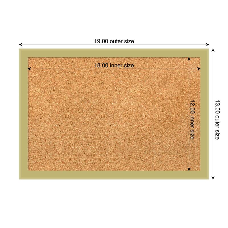 Incline Light Gold Wood Framed Cork Board - Bulletin Board, Organization Board, Pin Board - Natural - 19 x 13 in