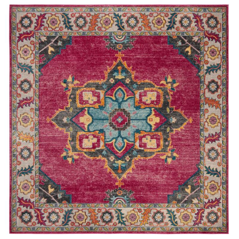 SAFAVIEH Merlot Loree Boho Oriental Rug - 6'7" Square - Fuchsia/Multi