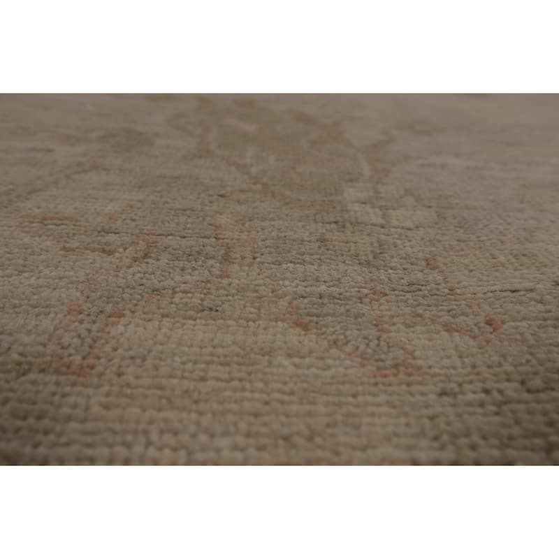 Earth Tone Vegetable Dye Oushak Area Rug Handmade Wool Carpet - 9'7"x 13'5"
