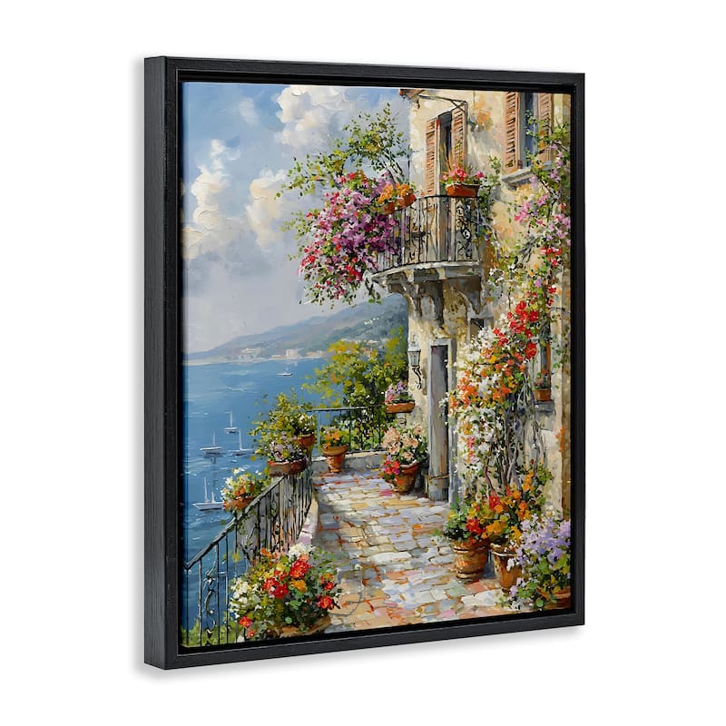 Stupell Botanical Lined Seaside Framed Floater Canvas Wall Art Design By Franklyn Gregory