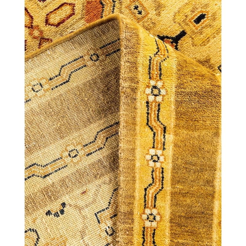 Overton Hand Knotted Wool Vintage Inspired Traditional Ottoman Gold Area Rug - 4' 3" x 6' 2"