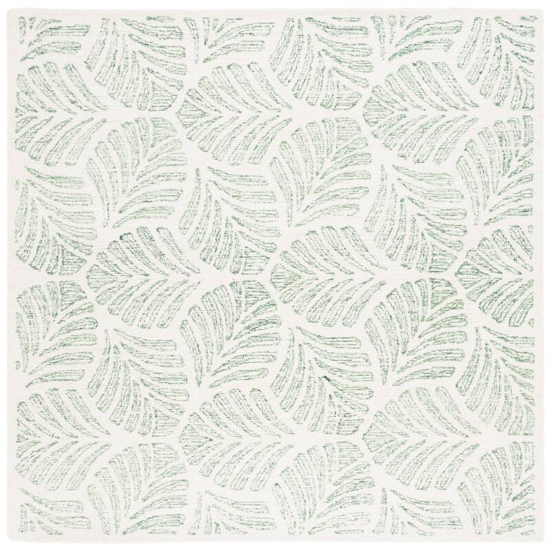 SAFAVIEH Handmade Jardin Sayde Botanical Wool Rug - 3' Square - Ivory/Green