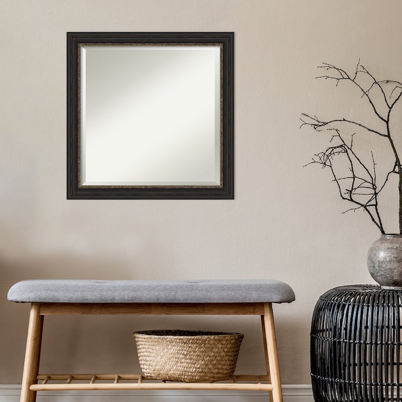 Beveled Bathroom Wall Mirror - Accent Bronze Narrow Frame