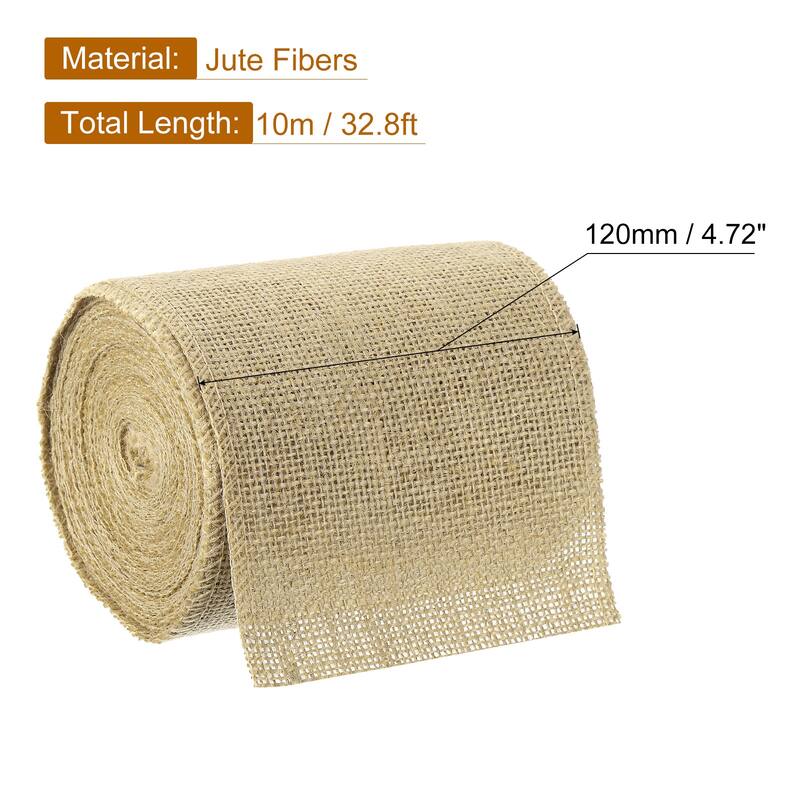 10 Yards Natural Burlap Ribbon Jute Burlap Wired Ribbon Rustic Ribbon - Natural Color - 4.7 inch