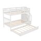 preview thumbnail 9 of 14, Functional Design Wood Bunk Bed with Trundle, Storage Staircases and Guardrails for Safety Guaranteed, White