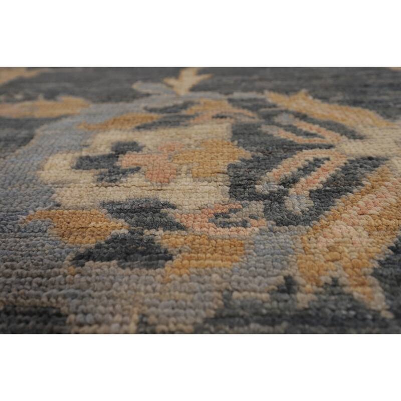 Vegetable Dye Floral Oushak Turkish Large Rug Handmade Wool Carpet - 11'11"x 14'7"