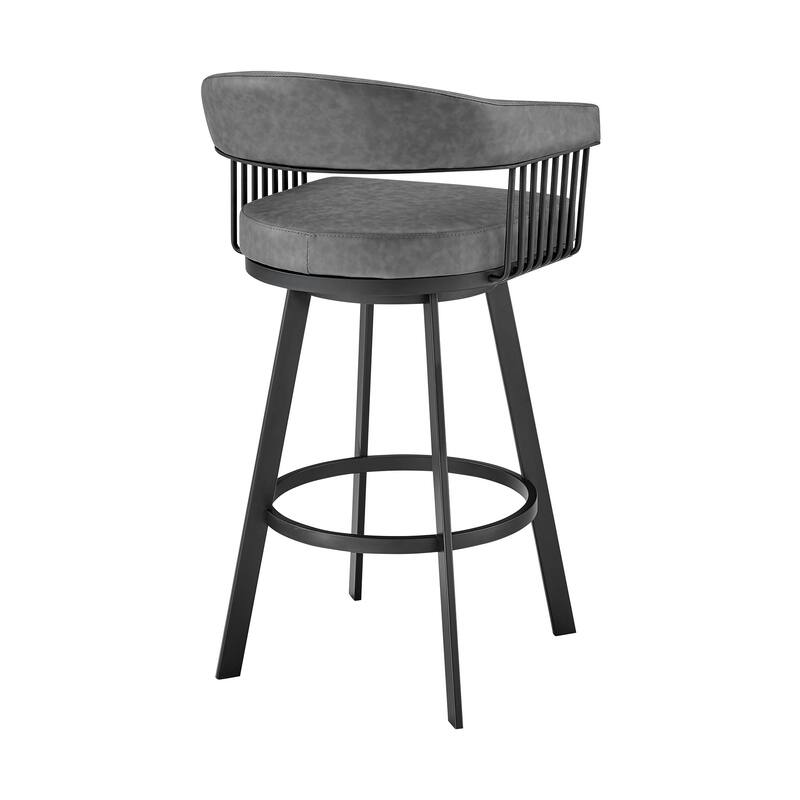 Modern Swivel Low Back Bar Height Stool Chair with Iron Frame and Metal Finish Perfect for Kitchen Island
