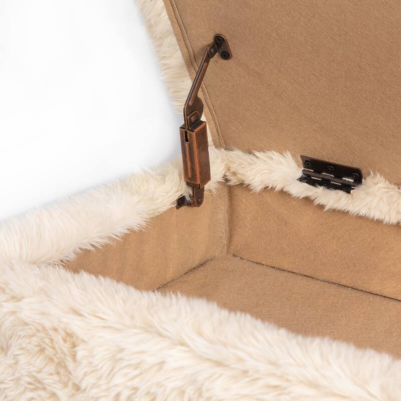 Huggy Luxury Plush Imitation Fur Upholstered Storage Bench by Jofran