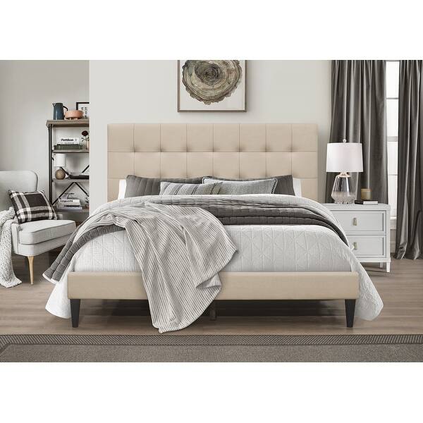 slide 1 of 3, Harry Upholstered Platform Bed King