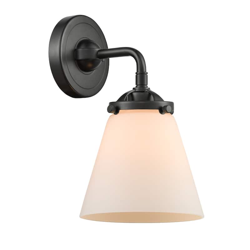 Innovations Lighting Small Cone Single Light 9" Tall Bathroom Sconce - Oil Rubbed Bronze / Matte White Cased