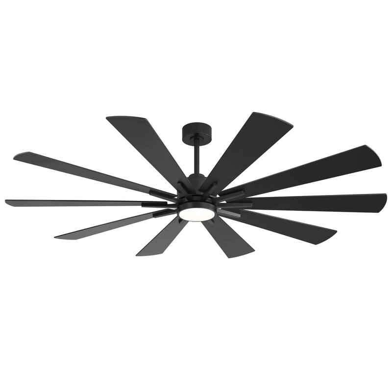 62"/72" Reversible 10-Blade Large LED Ceiling Fan with Light and Remote