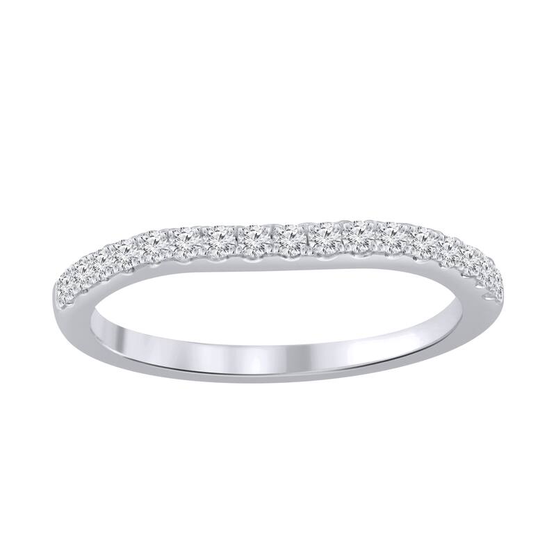 Auriya 14k Gold 1/4ctw Curved Diamond Wedding Band - White - 5.5