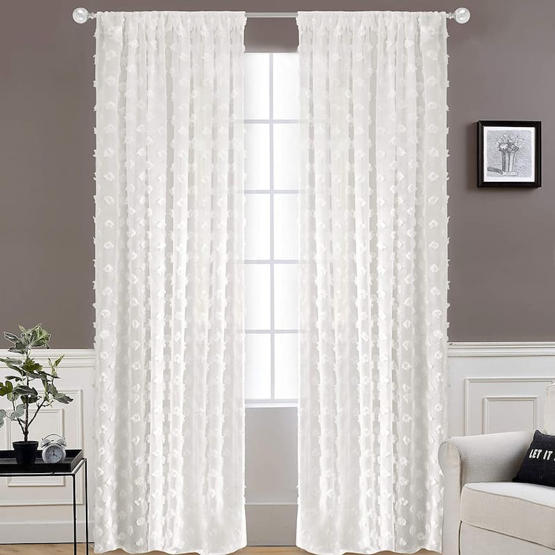 DriftAway Olivia White Voile Chiffon Sheer Window Curtain Panel Pair