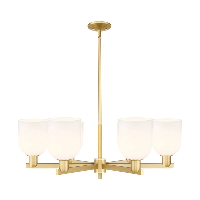 Innovations Lighting Endless Possibilities Arcadia - Bella - 6 Light 35" Stem Hung Chandelier - Satin Gold/White