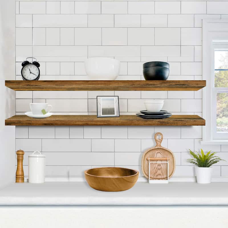 Sorbus Floating Shelves for Wall - 55 Inch Extra-Long Bathroom Shelves - Mounted Floating Shelf with Hidden Brackets (2 Pack)