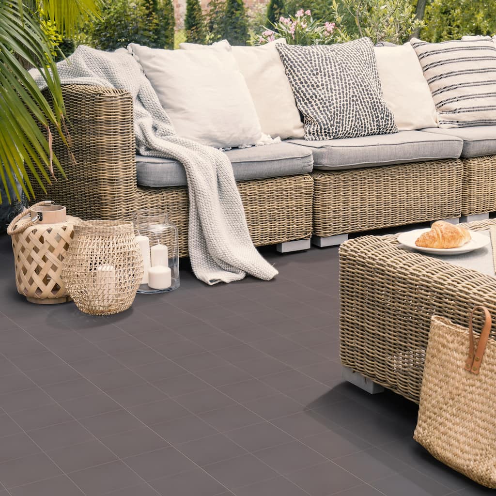 Merola Tile Quarry Black 6" x 6" Ceramic Floor and Wall Tile