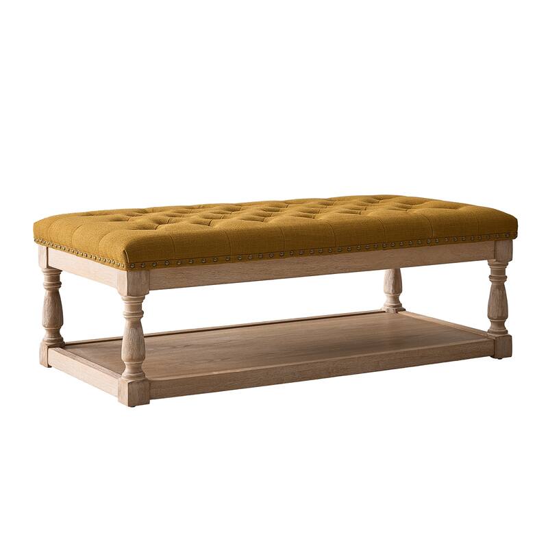 Conelius Upholstered Traditional Rectangular Cocktail Ottoman with a Tray by HULALA HOME