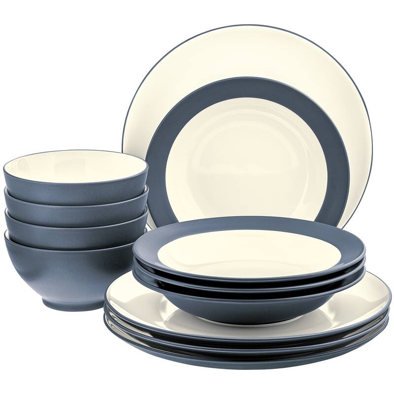 Noritake Colorwave 12-Piece Coupe Dinnerware Set, Service For 4 - Blue